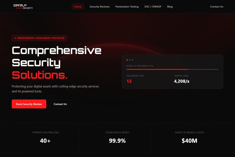 Startup Hakk Security website screenshot